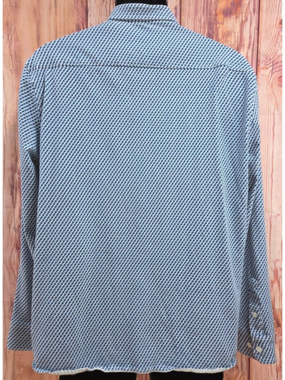 Johnston & Murphy Flex Blue Geometric Long Sleeve Shirt Medium - Picture 2 of 7